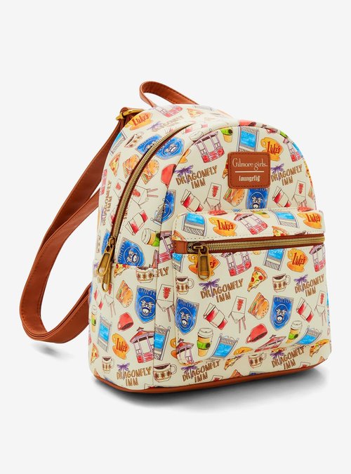 Hot Topic Loungefly Gilmore Girls Icons Mini Backpack – Coffee, Luke’s Diner Print
