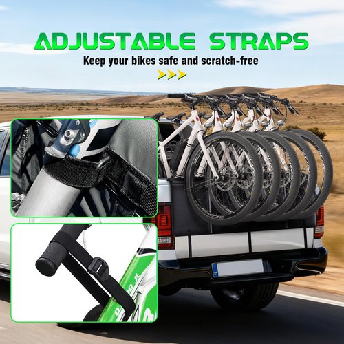 WOLFWILL Upgraded Tailgate Bike Pad, Waterproof Truck Tailgate Pad Cover for 5 Mountain Bikes with Reflective Strips Tool Pocket Rear Camera Opening