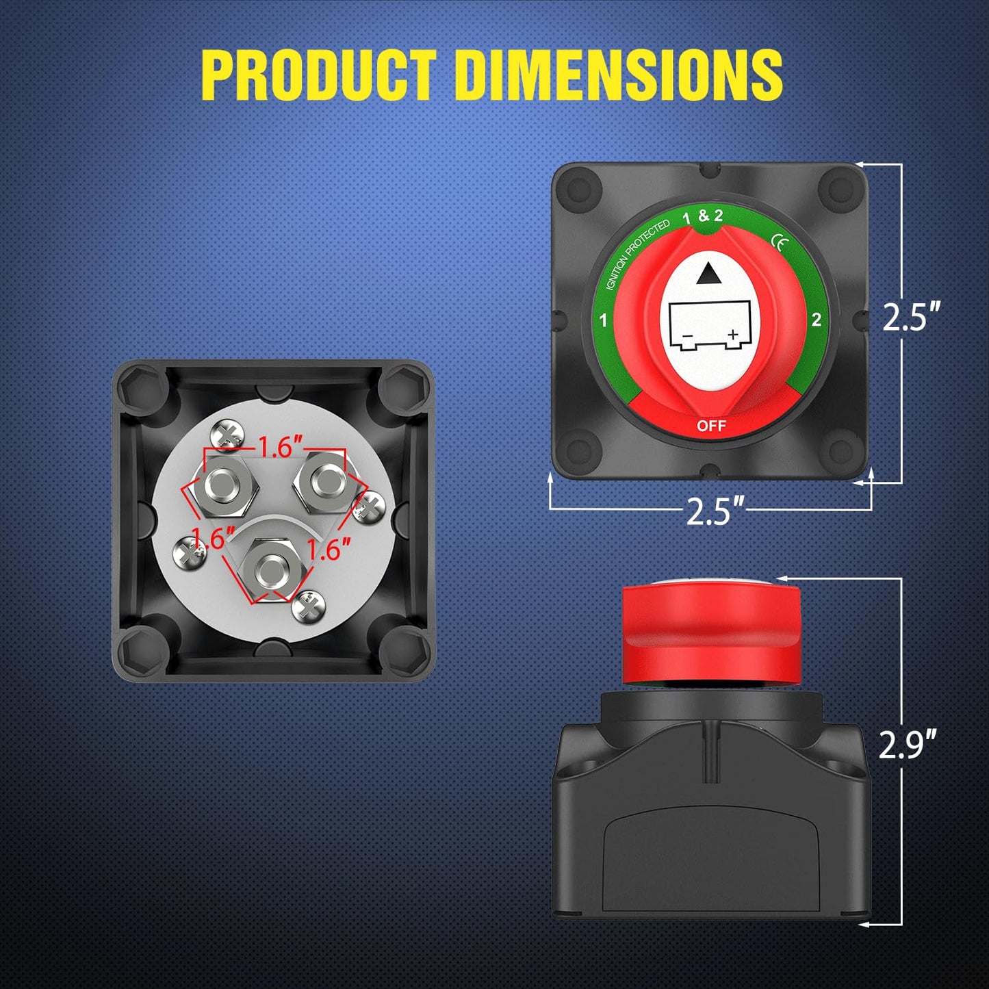 Nilight Battery Switch - 12V-48V Master Cutoff for Marine, Car, RV, ATV | Waterproof Heavy Duty Isolator