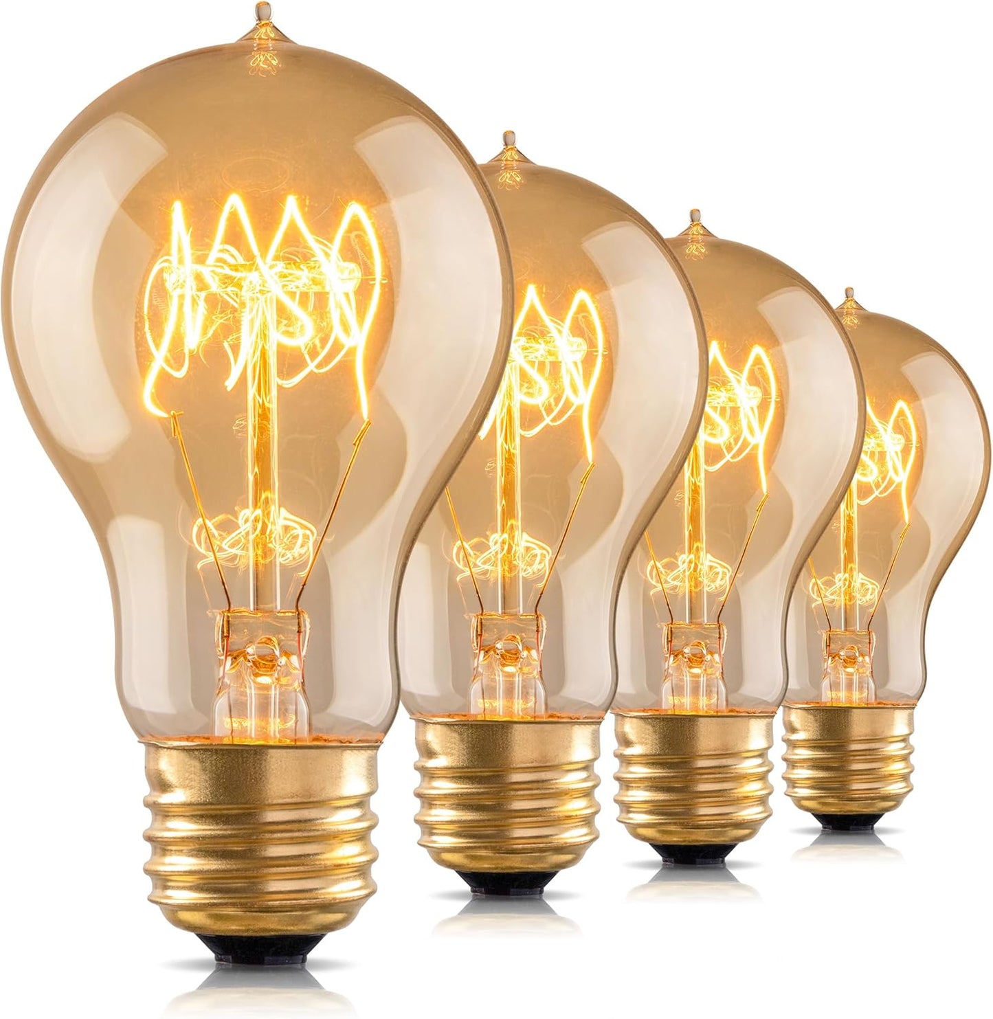 60W Vintage Edison Light Bulbs - A19/A60 Soft Amber Dimmable Bulbs, 12 Pack