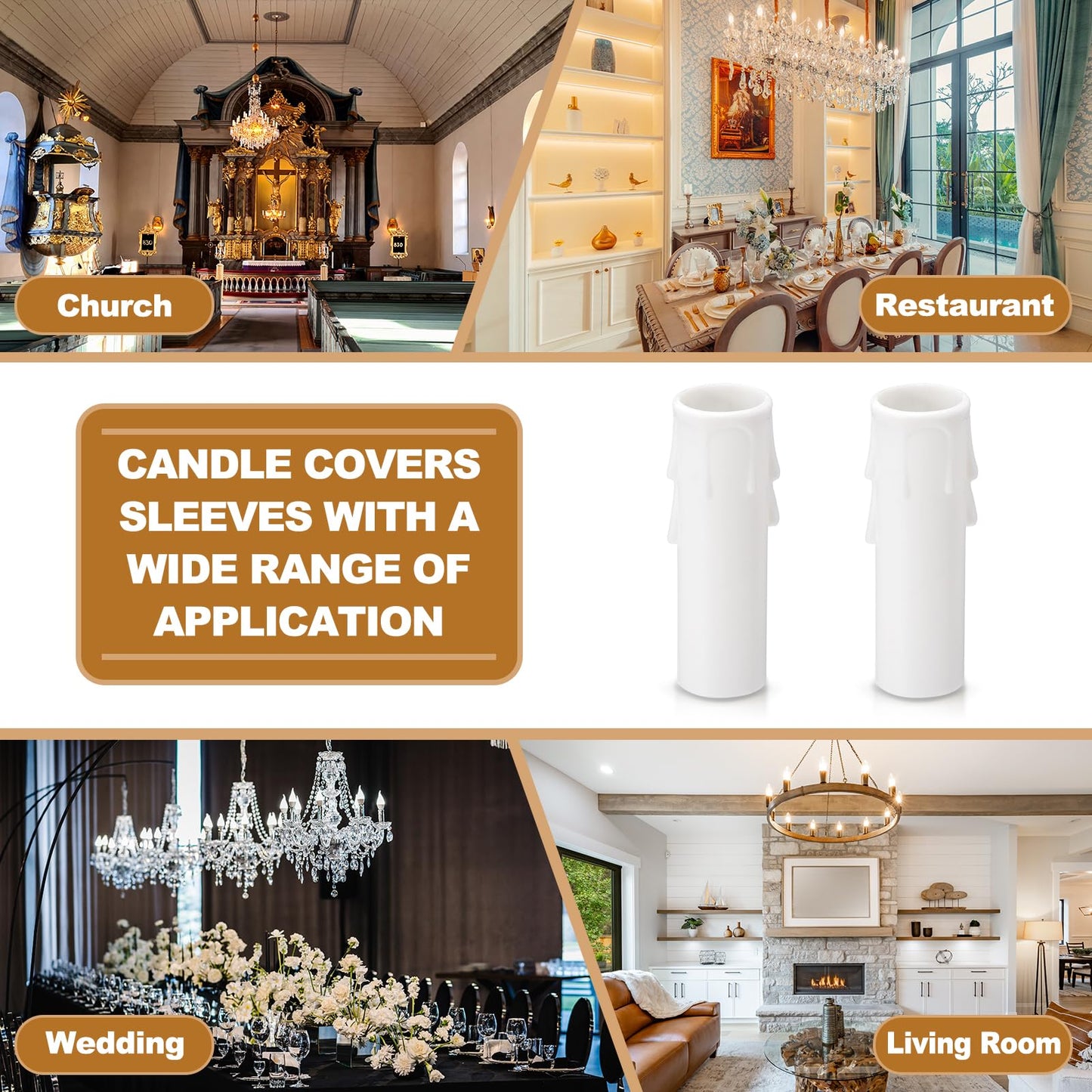 PATIKIL 3 Inch Tall Candle Covers Sleeves, 10Pcs Plastic E12 Chandelier Socket Sleeves Drip Candle Socket Covers Bulb Light Base Holder for Crystal Candle Lamps, White