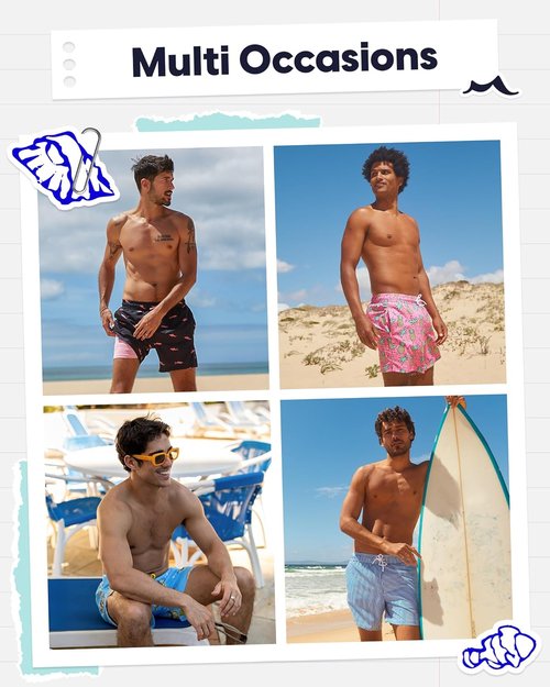 Maamgic Men's Swim Trunks - Quick Dry 5-Inch Bathing Suit with Compression Liner & Zipper Pockets