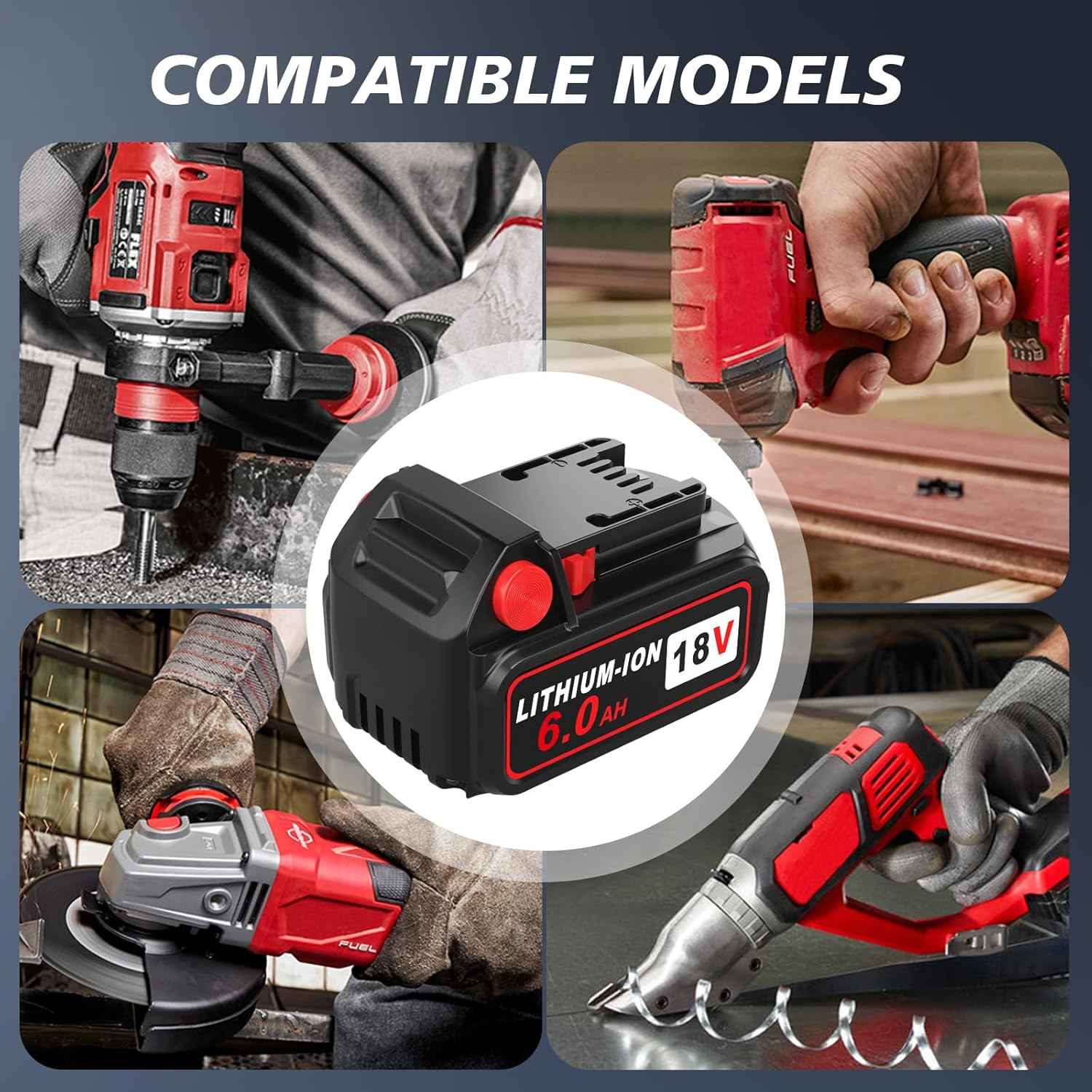 Milwaukee M18 6.0Ah Lithium-ion Battery Replacement (2-Pack) - Compatible with 18V Chargers & Tools