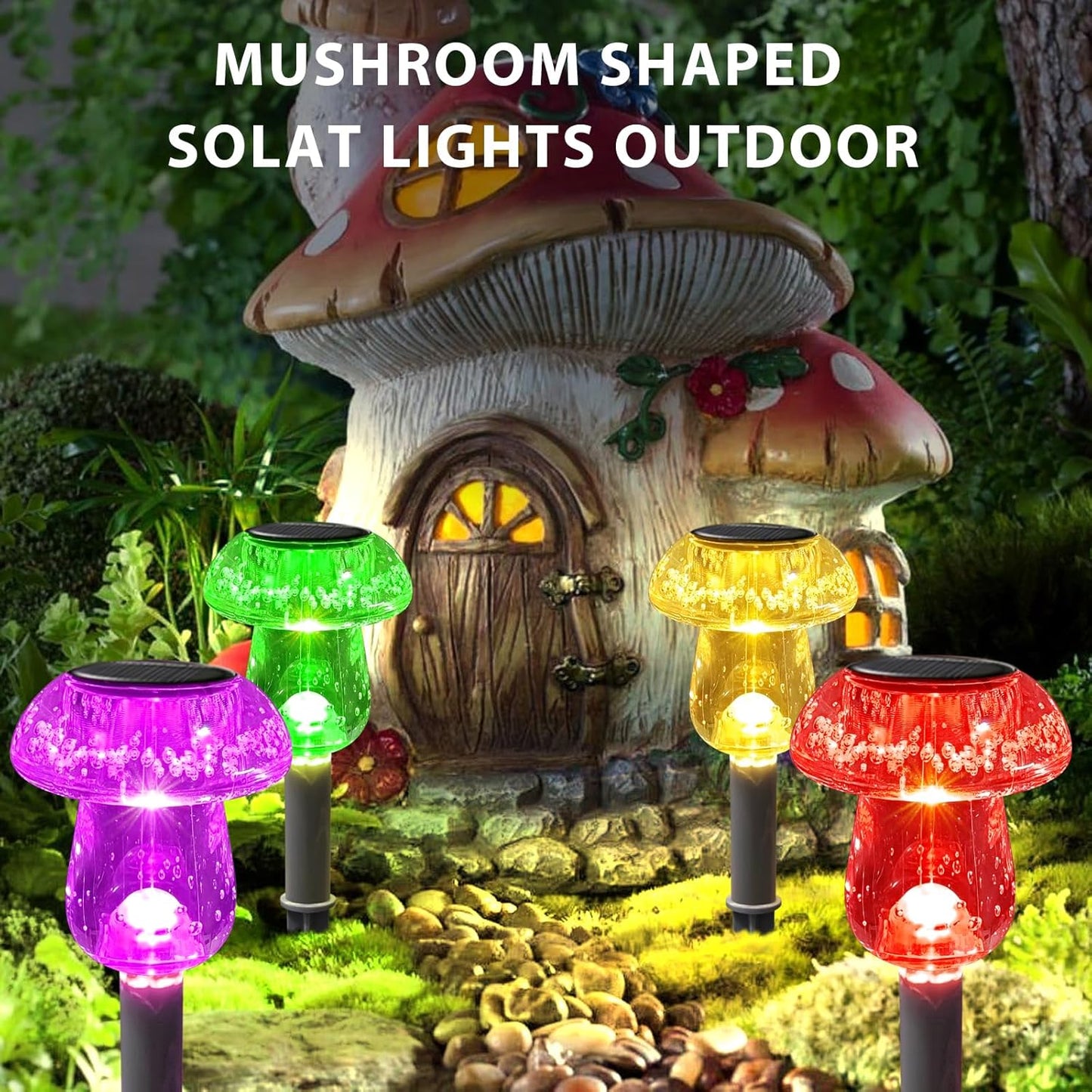 16 Pack Solar Powered Mushroom Lights - Waterproof LED Garden Pathway Lighting for Yard & Landscape Decor (Purple)