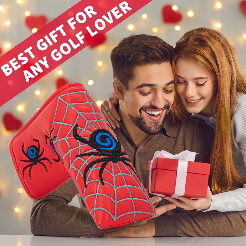 Spiders Golf Blade Putter Cover Golf Putter Headcover Synthetic Leather Closure for Scotty Cameron Odyssey Blade Taylormade Ping. (Red)