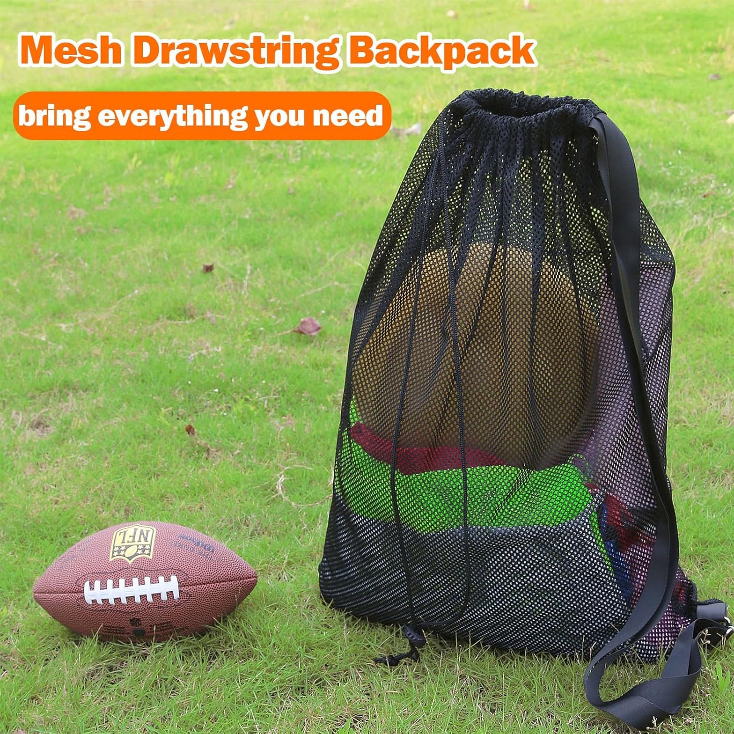 Natural Style Swim Bag - Oversized Mesh Drawstring Backpack | 2 Packs, 18" x 26" Size