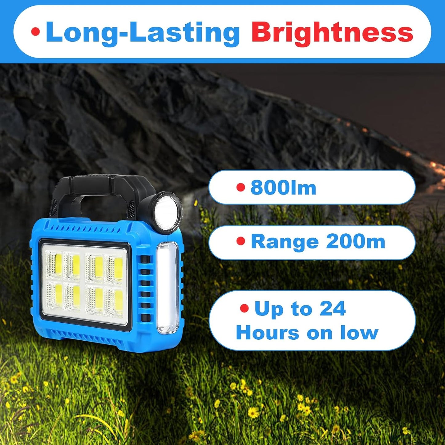 TANSOREN Solar Lanterns - 2 Pack LED Camping Lights | Rechargeable Emergency Flashlights for Power Outages