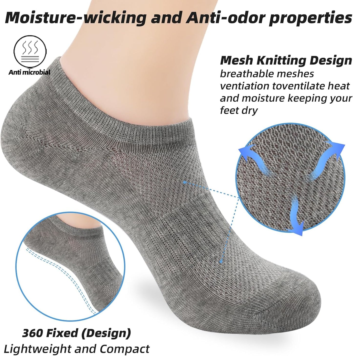Skiennix No Show Socks - Low Cut Ankle Athletic Socks for Men & Women | Anti-Slip Invisible Design