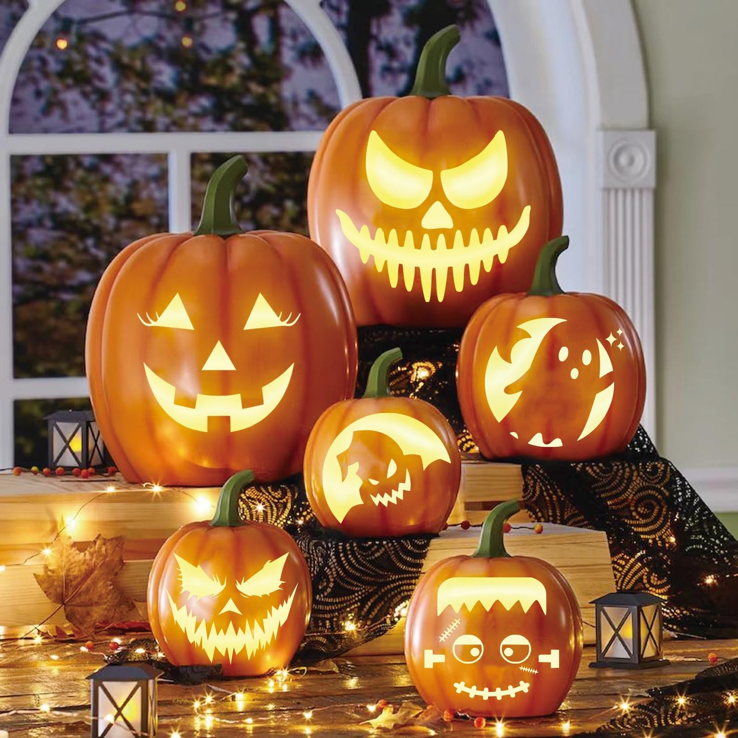 Halloween Stencils for Painting on Wood Large Halloween Paint Stencil for Crafts Door Mats Shirts Glass Crafts Cookie Baking Door Hanger Sign (face20)