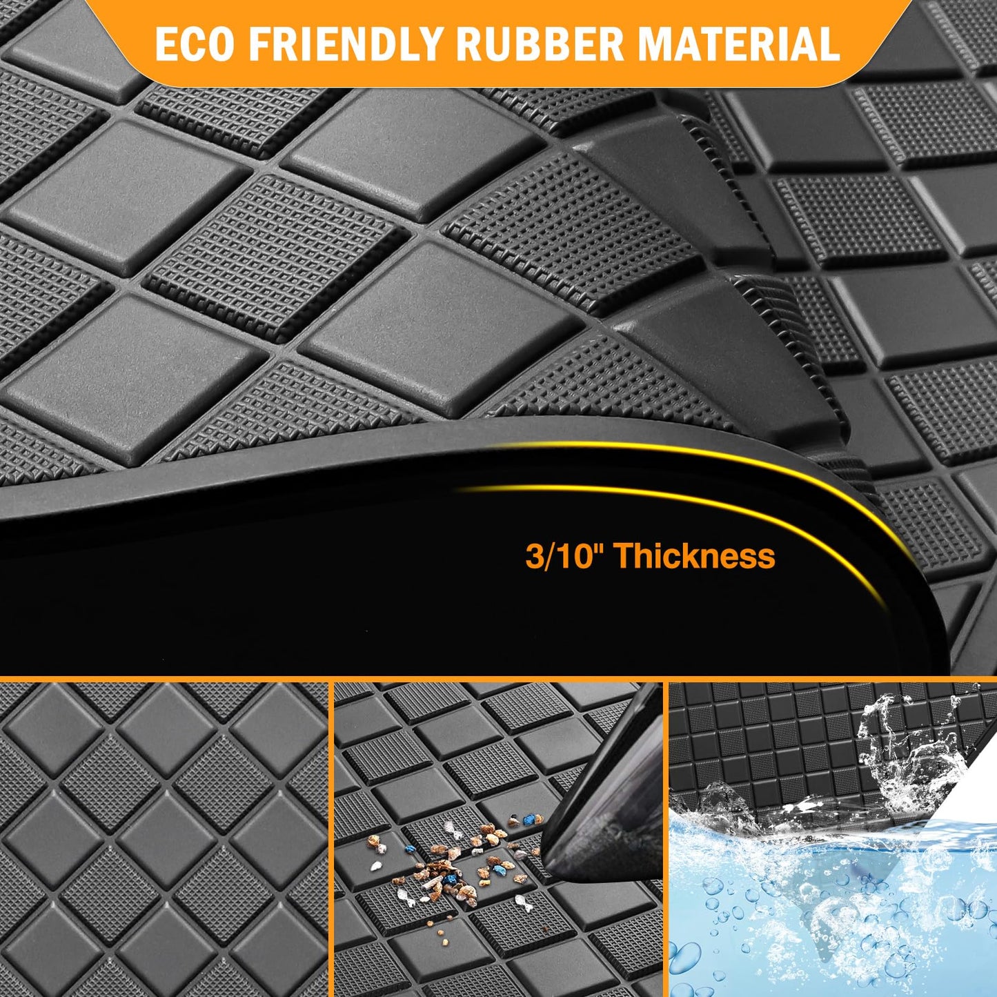 Club Car Precedent Rubber Floor Mat,Upgraded Non-Slip Full Coverage Liner Mat Fit Club Car Precedent 2004-2025,Onward&Tempo 2017-2025,Villager&V4L 2019-2025,8MM Thick Heavy Duty Rubber Mats Black Trim