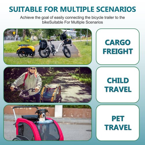 Bike Trailer Hitch Connector Coupler Bicycle Adapter for Children's Trailers,Cargo and Pet Bicycle Trailers,Black Adapter Accessories by Cenipar