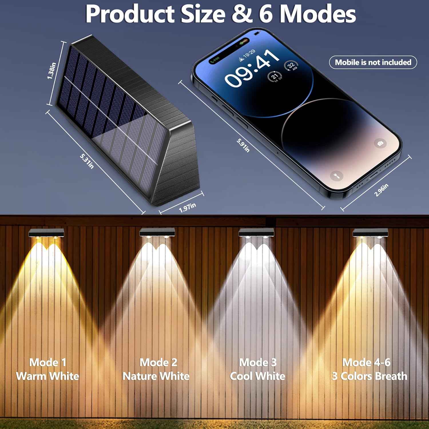Brizled 12-Pack Solar Fence Lights – RGB & White Color-Changing Outdoor Wall Lights, IP65 Waterproof for Decks & Stairs