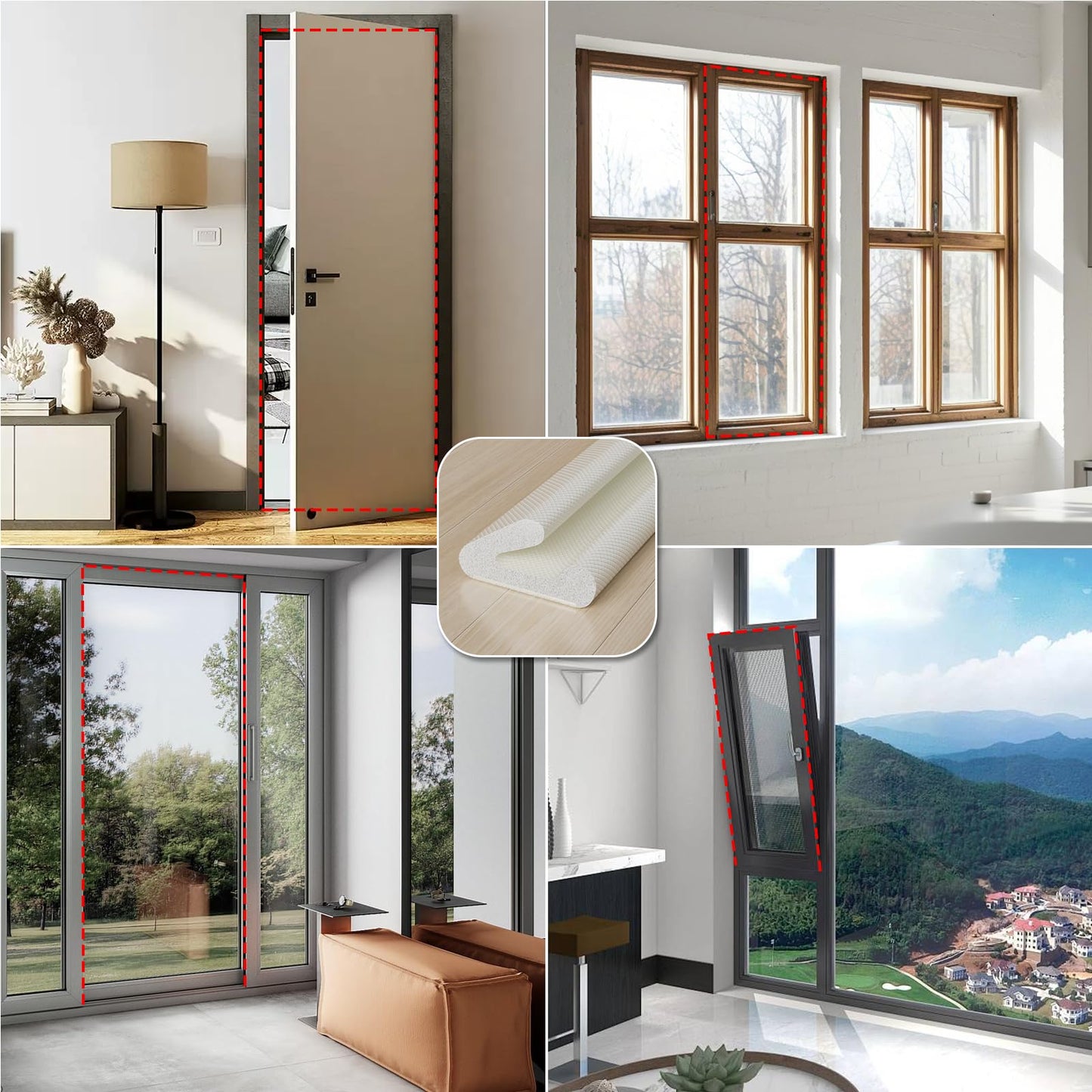 V-Shaped Weather Stripping Door Seal, 19.7FT Draft Stopper for Doors/Windows, Gaps, Dustproof, Soundproof & Thermal Insulating, Noise-Reducing, Light-Blocking Door Gap Filler