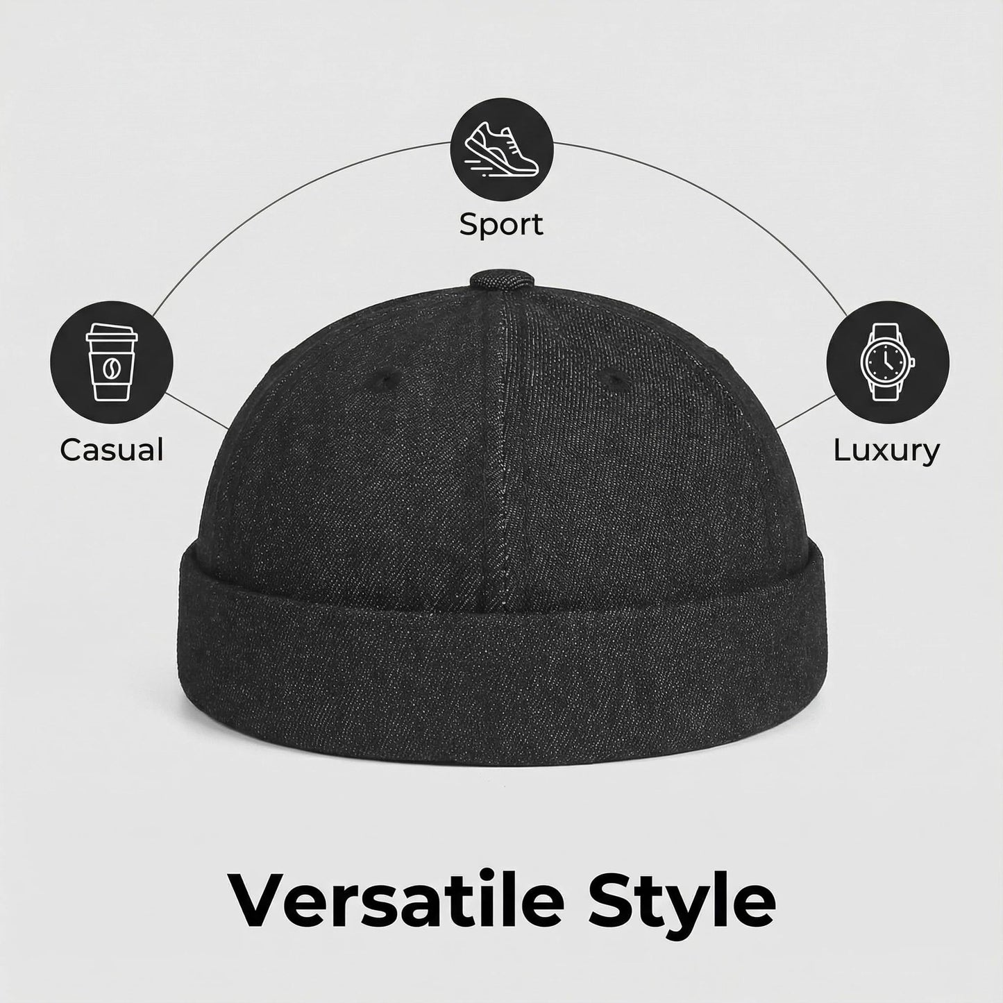 PTDTSHOU Denim Brimless Hats for Women Men Docker Style Cap Vintage Sailor Beanie Hat