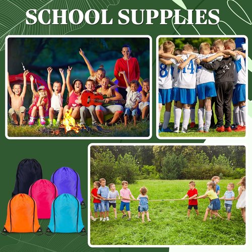 LEIFIDE Drawstring Bags - 200 Pcs Nylon Sport Backpack Set for Homeless Care | Multicolor
