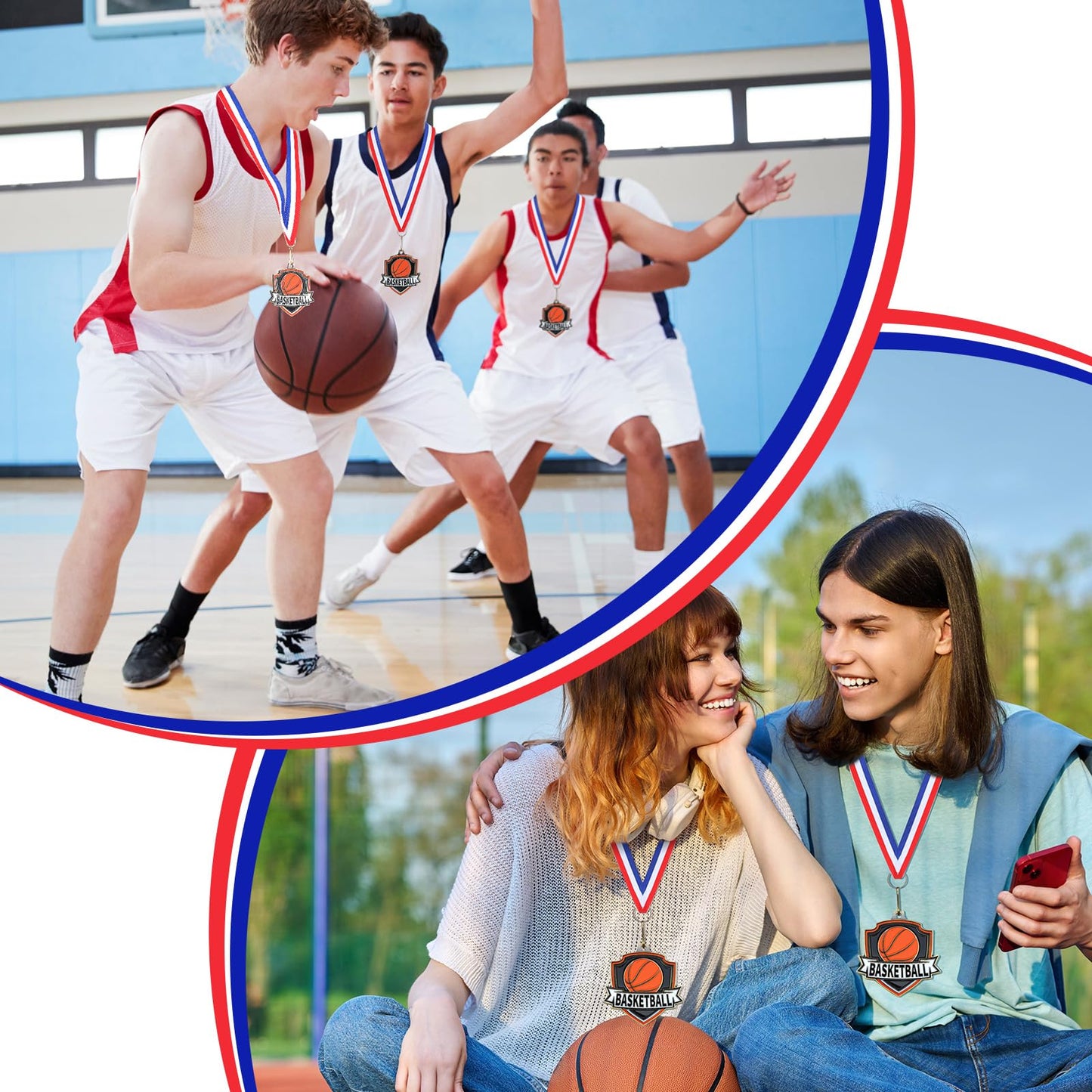 Trnayi 40 Pcs 10/20 /30/40 Pcs Award Medals Bulk Sports Medals with Neck Ribbons 2.4 Inch Winner Award Trophy Prize Gift for Sports Themed Party Favors Tournaments Match (Basketball)