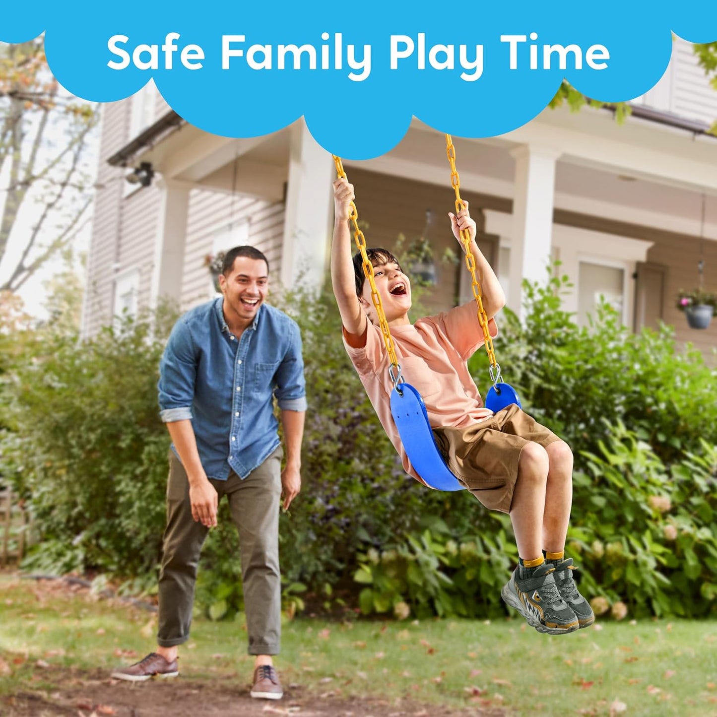 TURFEE Outdoor Swing Set Replacement Seat - Heavy Duty Chains Included | Kids' Playground Accessory (Blue)