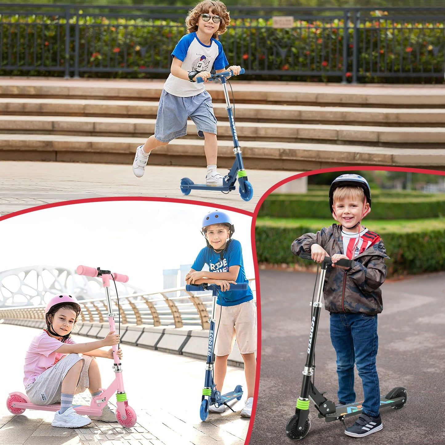 Scooter for Adults and Teens, Kick Scooters for Kids 8 Years and Up- Lightweight, Easy-Folding, Height-Adjustable, Aluminum Frame, Wear-Resistant Wheels, Outdoors for Boys and Girls