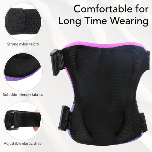 YooxArmor Adjustable Kids Knee & Elbow Pads Set with Wrist Guards for Ages 6-13 – Protective Gear for Skateboarding, Cycling, Roller Skating, Scooter, BMX, Inline Skating