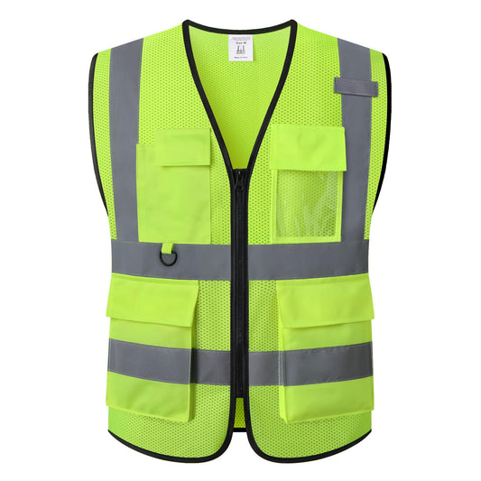 HATAUNKI Safety Vest for Men Women Hi Vis Vest with Pockets Mesh High Visibility Vest Meets ANSI/ISEA Standards (Yellow-20, 2X-Large)