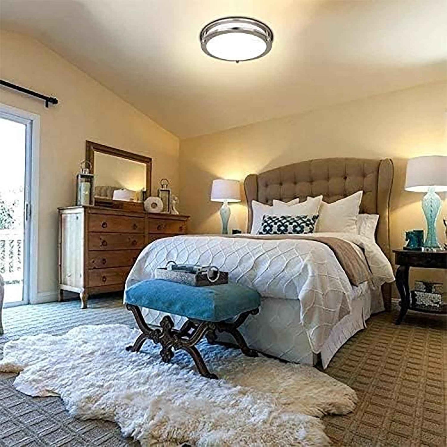 Adjustable 13-Inch Gold LED Flush Mount Ceiling Light Fixture - Dimmable 2700K-5000K for Hallway, Bathroom & Kitchen (2-Pack)