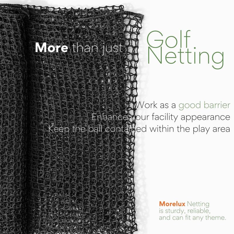 Morelux 10x10ft Golf Impact Net | High-Density 3/4" Black Netting | Heavy-Duty 3.0mm Polyester Replacement Net for Garage & Backyard Practice (Net Only)