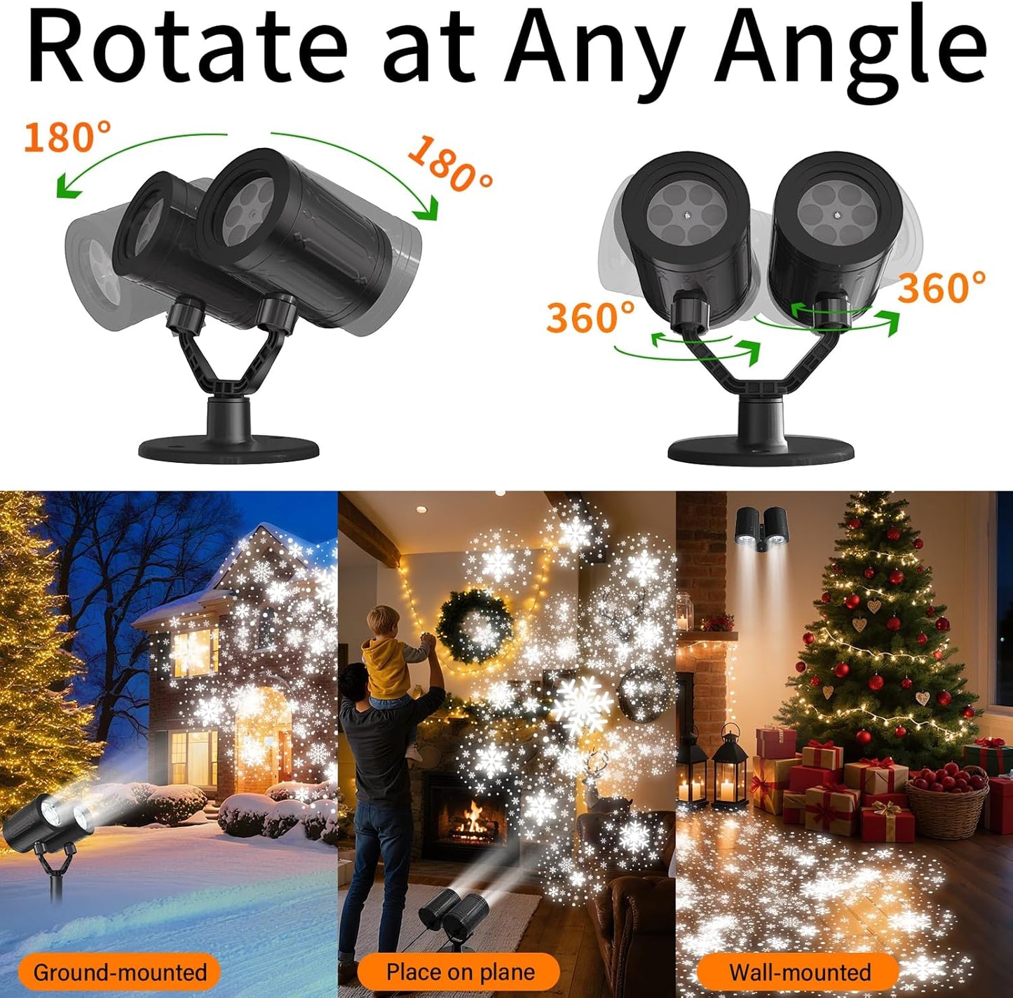 Upgraded Snowflake Christmas Projector Lights - Triple Head LED Outdoor Decor with Timer