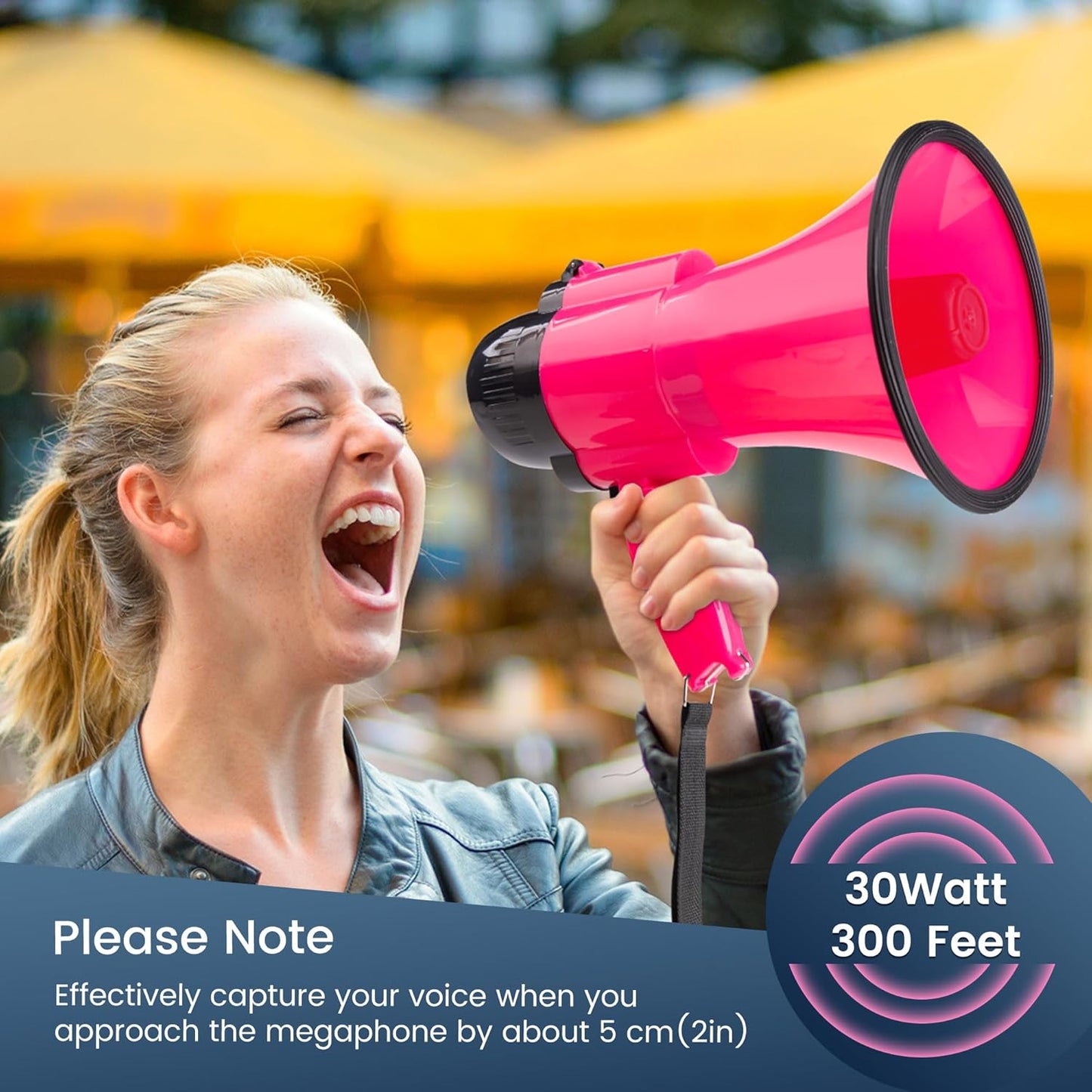 Skiennix 30W Portable Megaphone Bullhorn Speaker - Voice, Siren/Alarm, 240S Recording, Volume Control