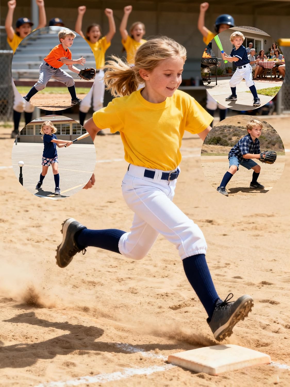 Skiennix Baseball Socks and Belt Combo - 3 Pairs Youth Softball Football Socks with Elastic Belts