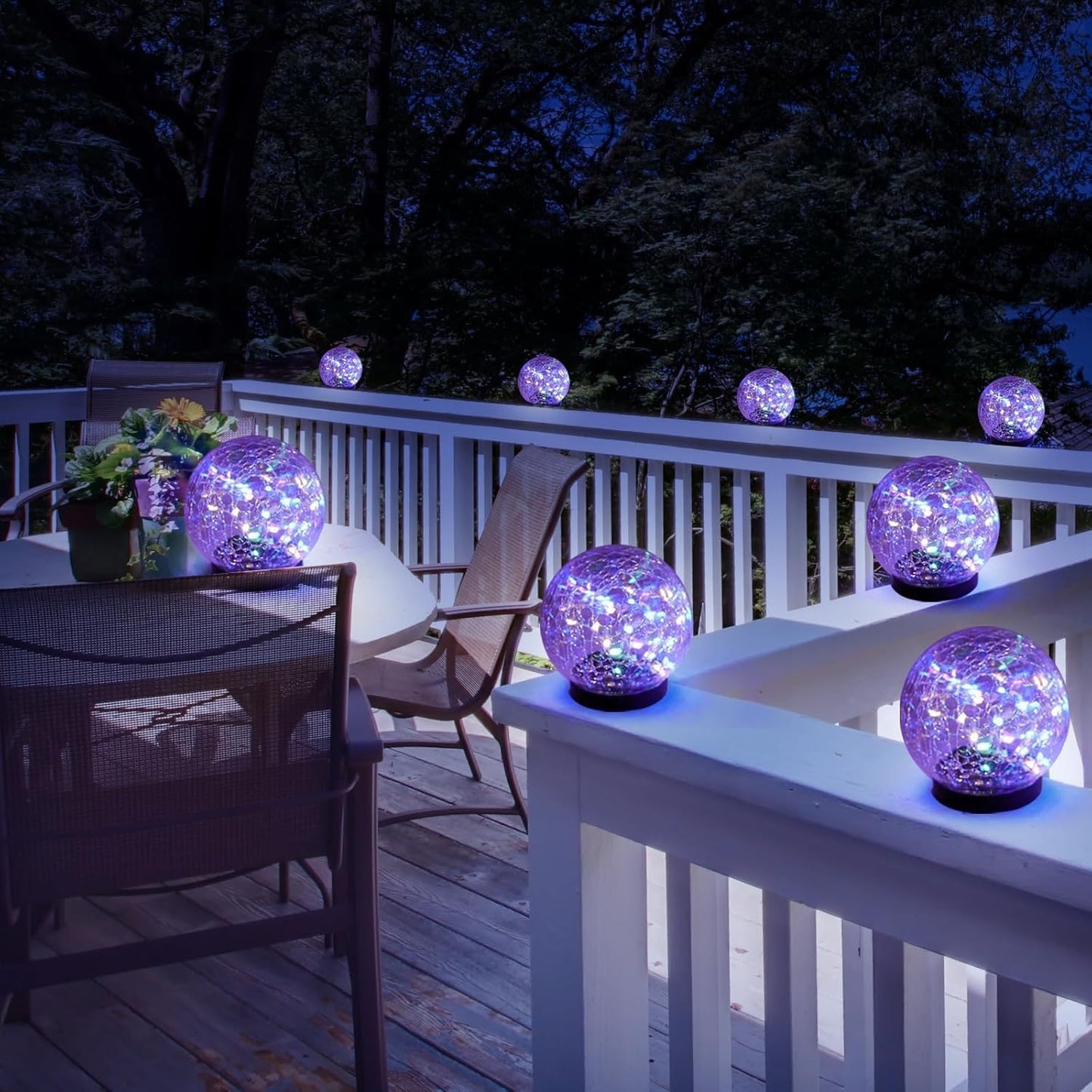 6 Pack Solar Garden Lights - Waterproof Cracked Glass Ball LED Decor for Pathway, Patio & Lawn (Warm White, 3.9")