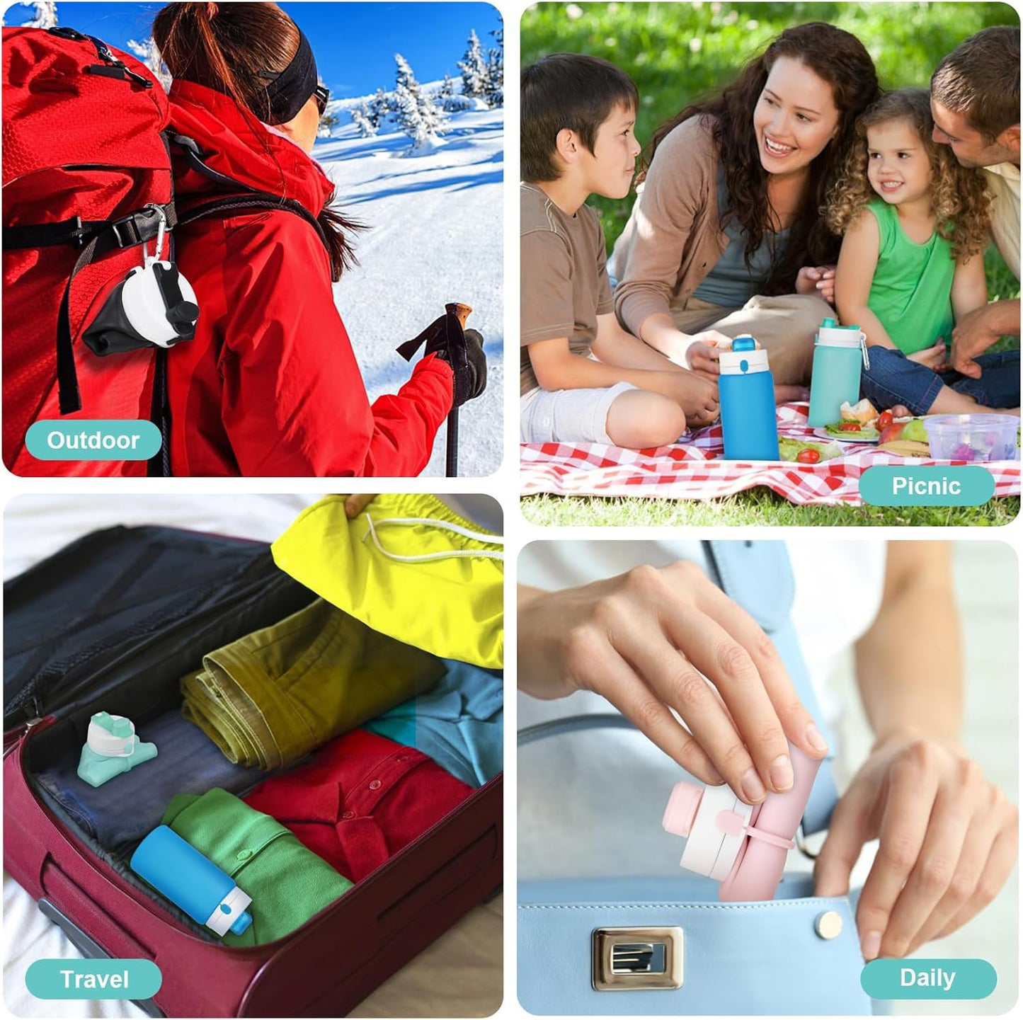 PLTCAT Collapsible Silicone Water Bottle - BPA Free, Lightweight & Leak-Proof | Ideal for Travel, Gym & Hiking