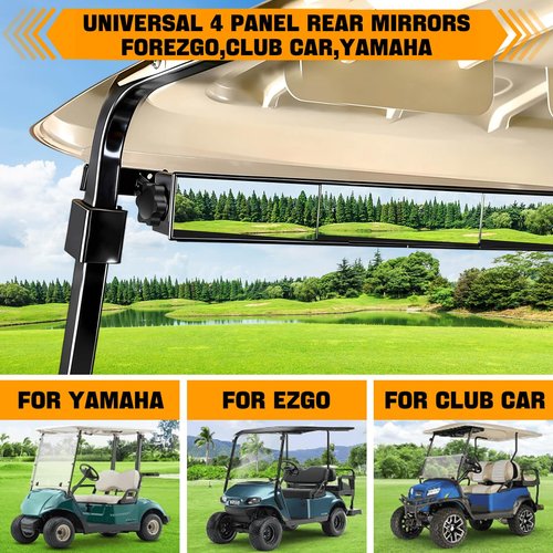 Golf Cart Rear View Mirror 4 Panel Wide Angle Fit Most EZGO, Club Car, Yamaha, Star, Zone Golf Carts, Eliminate Blind Spots Wink Mirror for Car UTV SUV Van Truck
