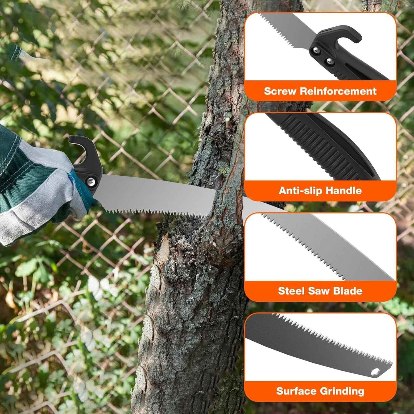 AgiiMan 26FT Telescoping Pole Saw for Tree Trimming - 19" Detachable Pruning Saw with Non-Slip Handle