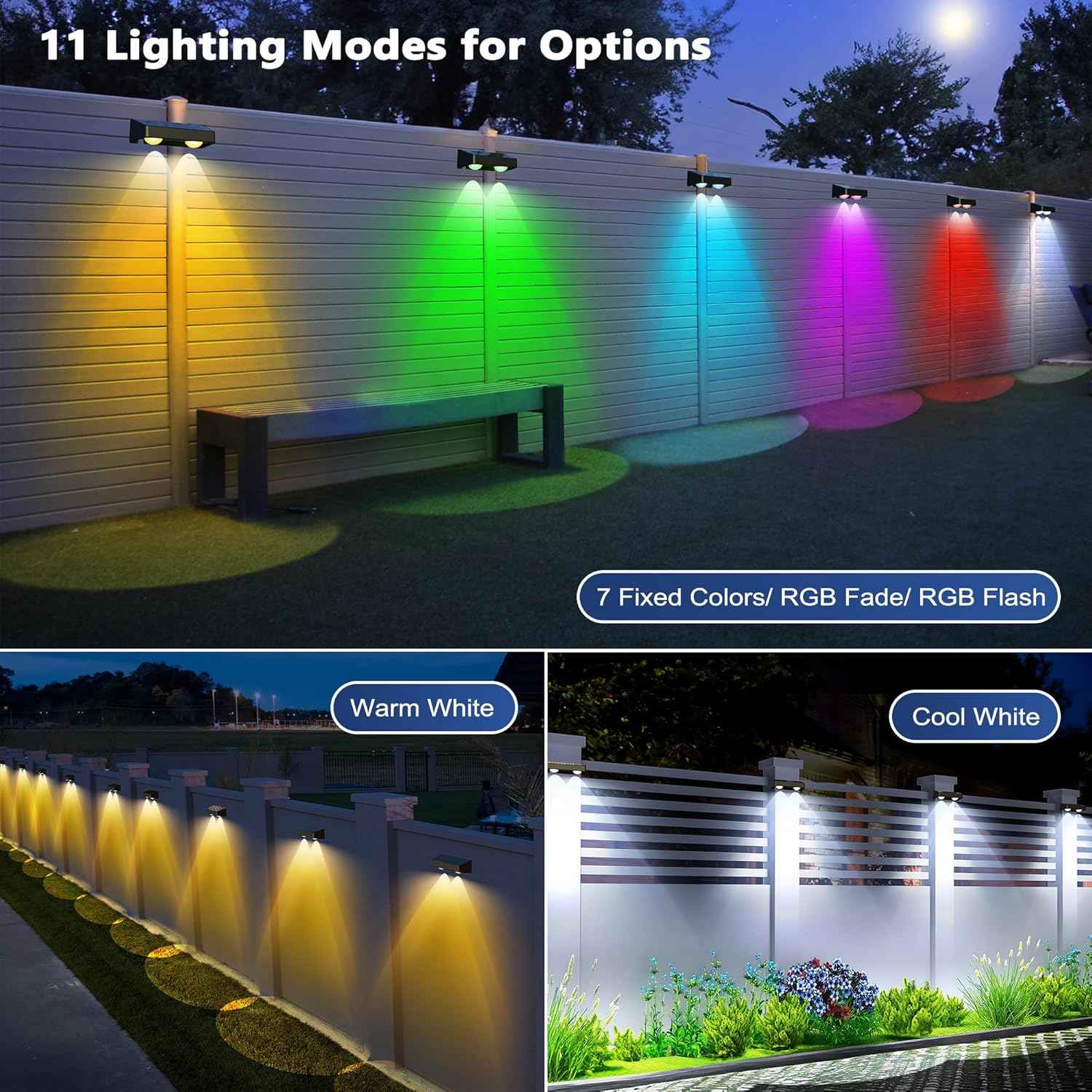 Brizled 12-Pack Solar Fence Lights – RGB & White Color-Changing Outdoor Wall Lights, IP65 Waterproof for Decks & Stairs
