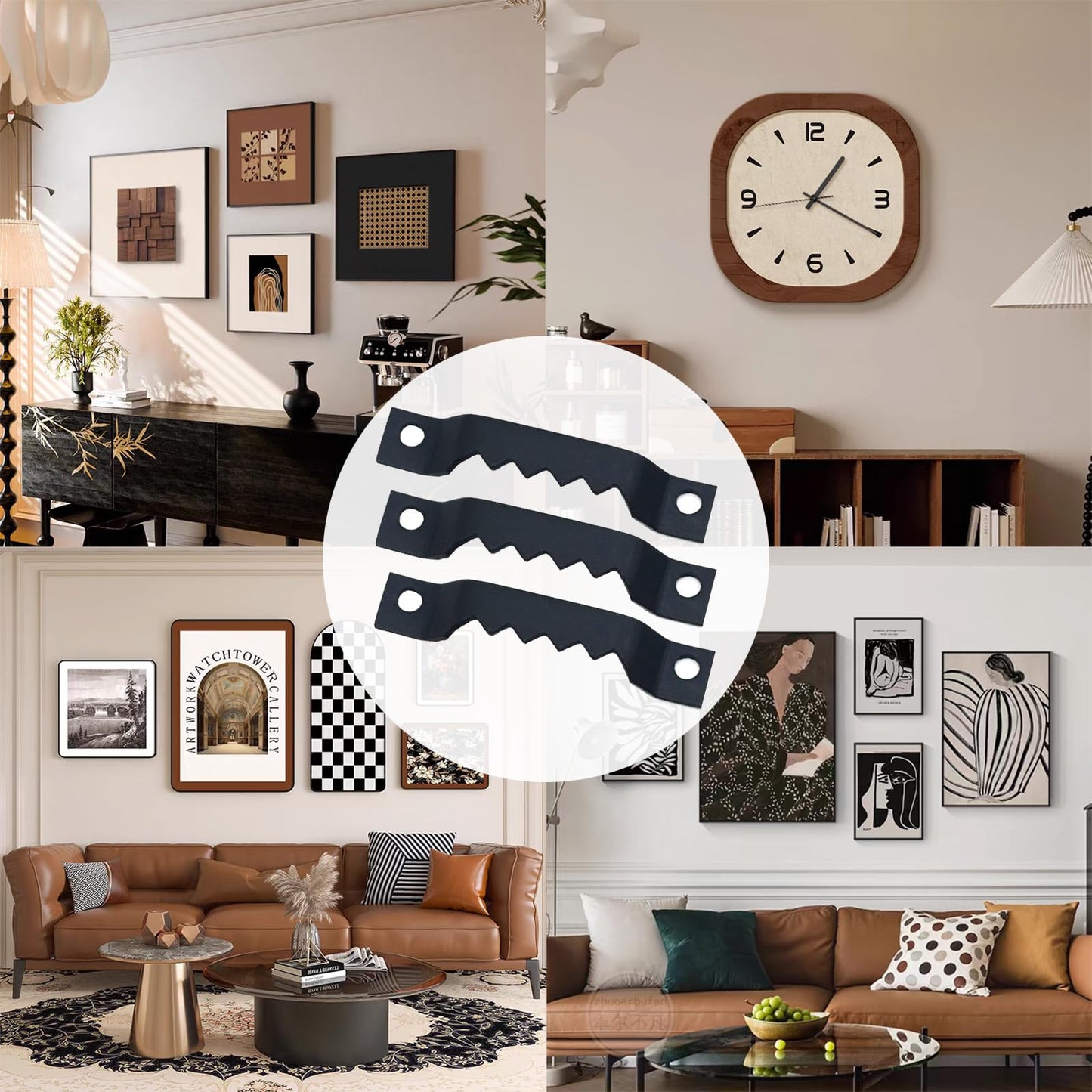 100 Pack Heavy Duty Sawtooth Picture Hangers with 200 Screws Black Small Sawtooth Hangers for Picture Frames, Paintings, Artwork, Photos, and Home Decor Black Sawtooth Picture Frame Hangers