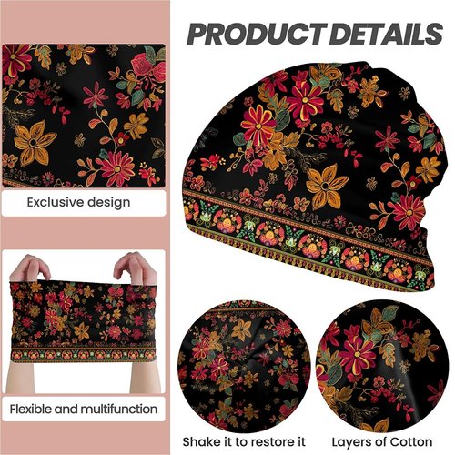 Bohemian Floral Women's Slouchy Beanie Hat Cute Turban Hats Cancer Headwear Caps Baggy Skull Sleep Scarf