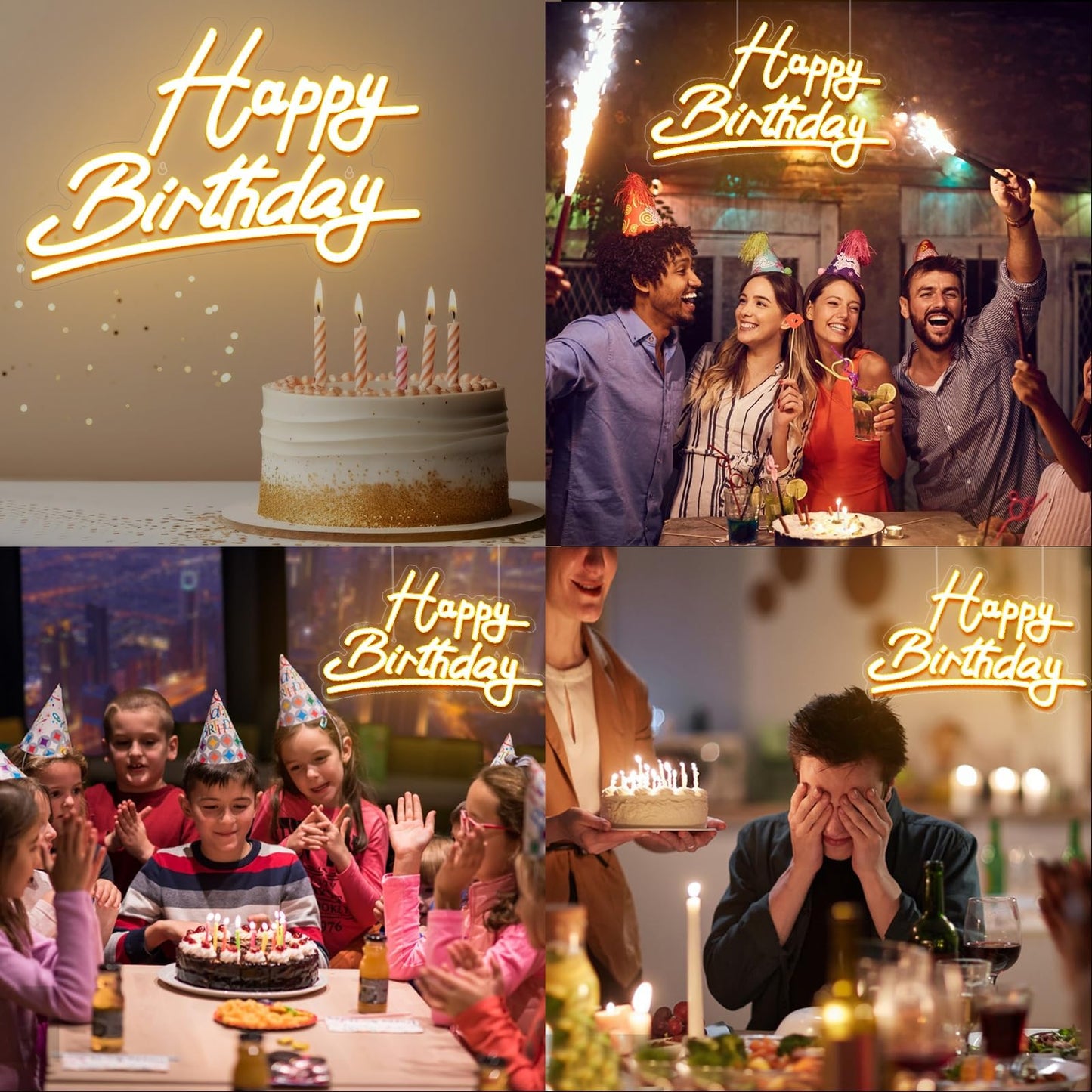 Happy Birthday Neon Sign Battery Operated, Usb Powered Neon Signs for Wall Decor, Adjustable Brightness Happy Birthday Signs(15 x 9.6 inches)