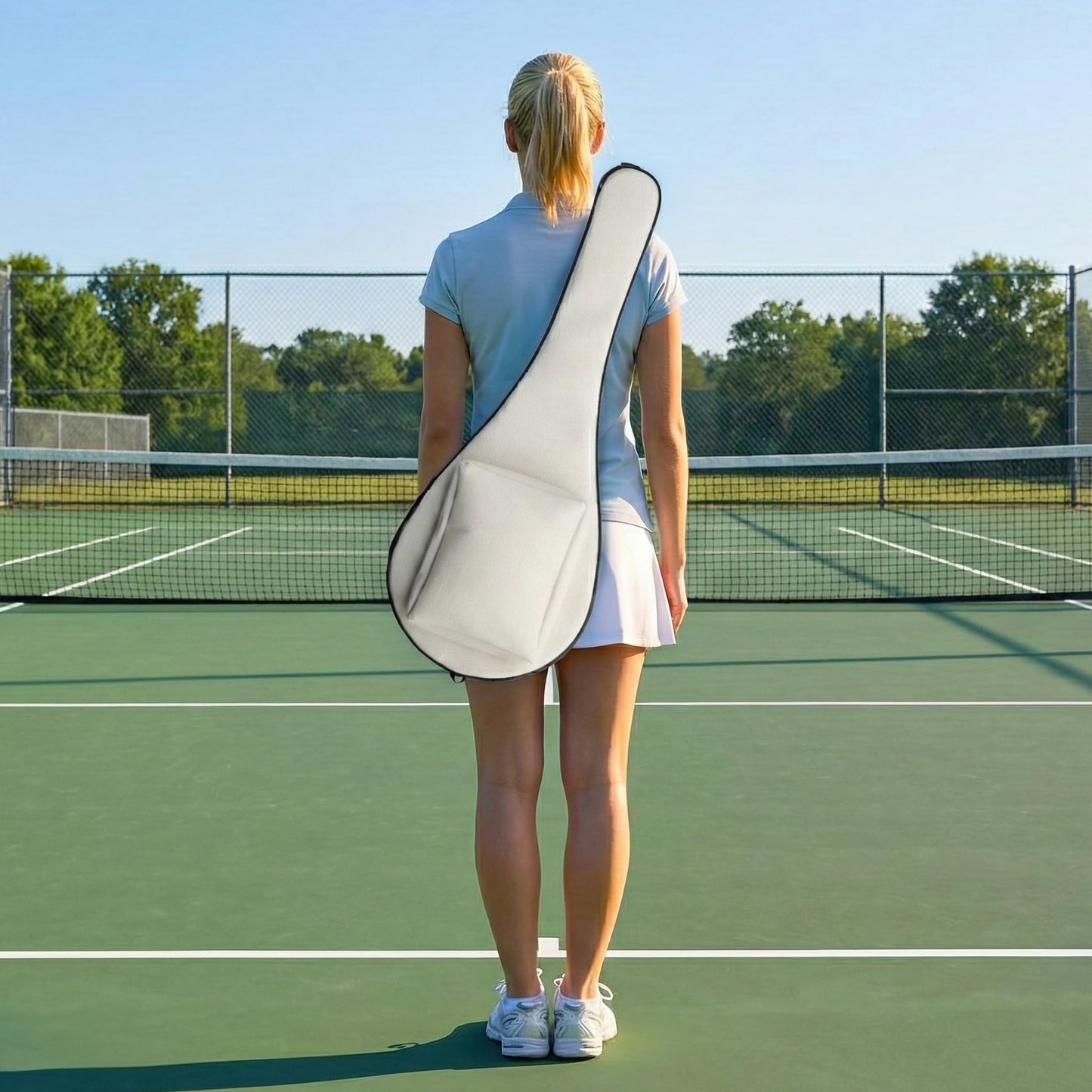 TaktZeit Tennis Bag Lightweight and Padded Tennis Rackets Cover with Adjustable Shoulder Strap (white, 31"x 11.4")