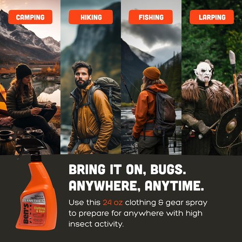 Ben's Clothing & Gear Insect Repellent Spray - Long-Lasting Protection for Clothes & Gear - 24 fl oz