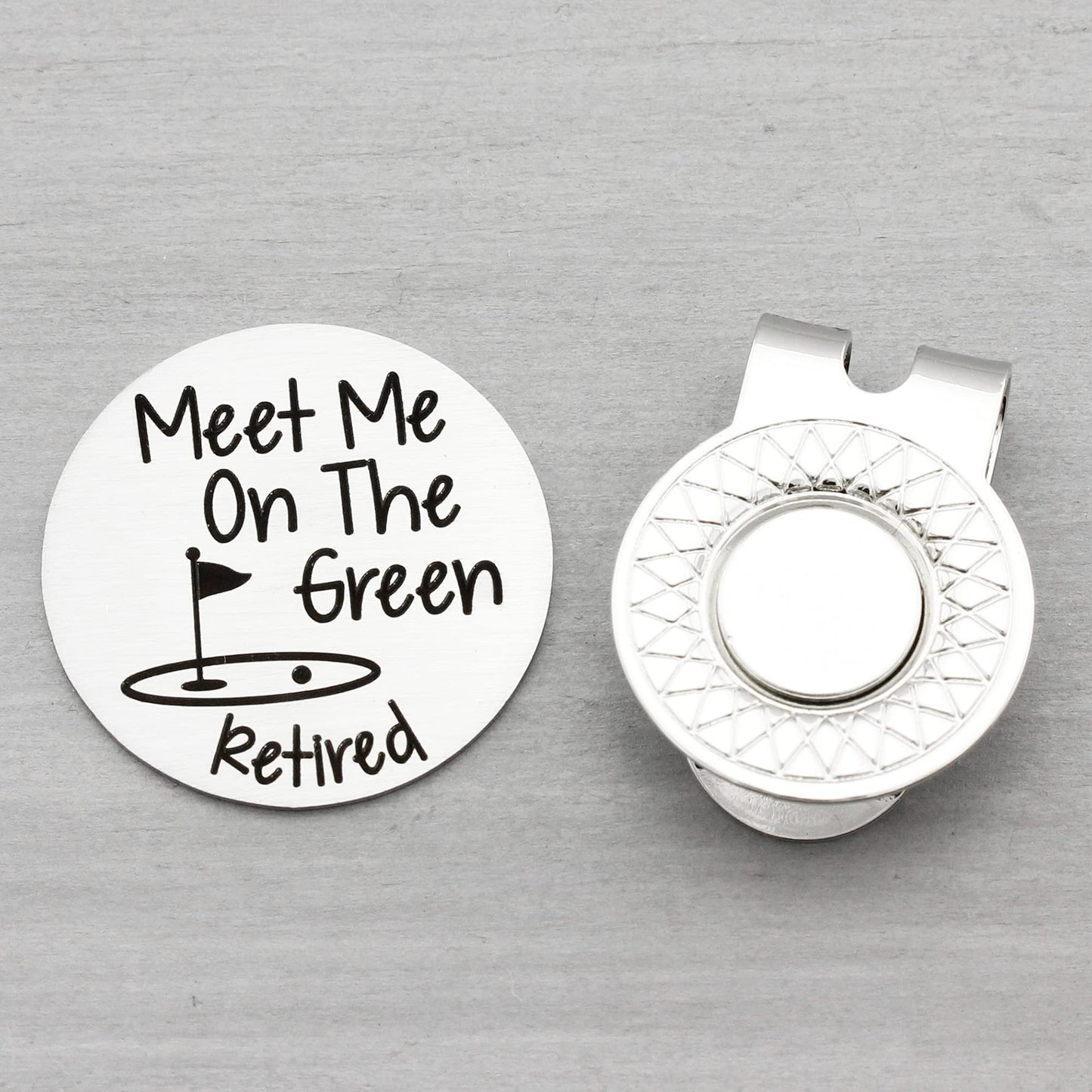 Golf Ball Marker Retirement Gift for Men Meet Me On The Green With Hat Clip Retired Gifts for Him