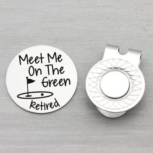 Golf Ball Marker Retirement Gift for Men Meet Me On The Green With Hat Clip Retired Gifts for Him