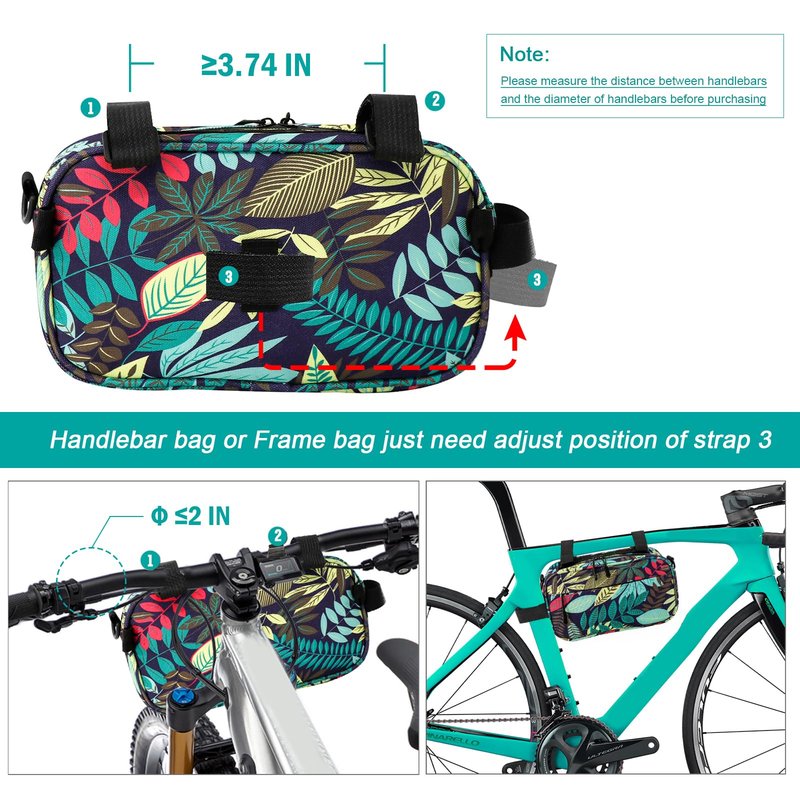 YEEGO DIRECT Handlebar Bag for Bicycles, Bike Bag Multifunctional Water-resistant Scooter Crossbag Handbag Slant Across Front,Bike Frame Accessories (Green)