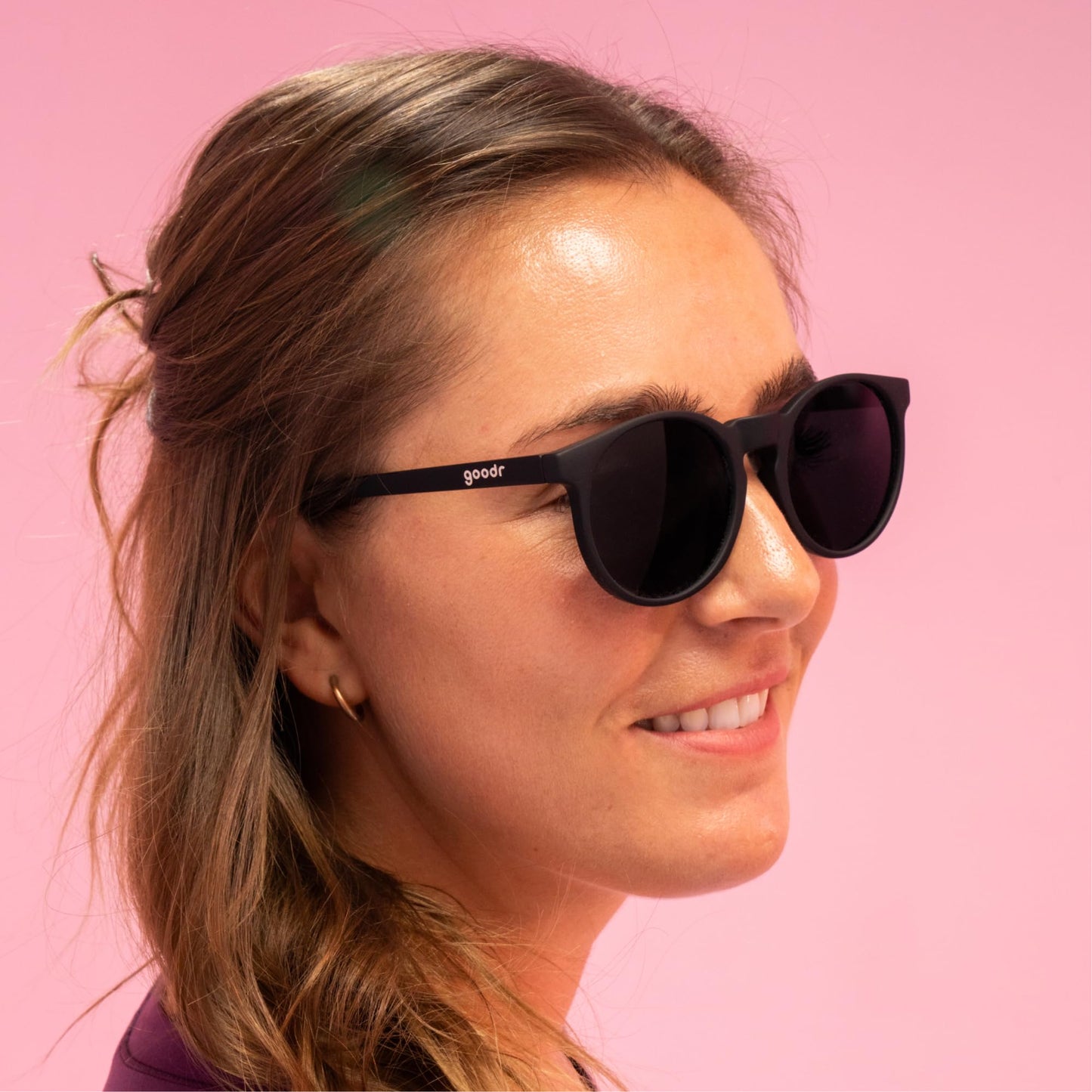 goodr It's Not Black It's Obsidian Polarized Round Sunglasses for Men & Women, Small Sized (Circle G), Solid Frames with Black Mirrored Reflective Lens, UV400 Protection, No Slip, No Bounce