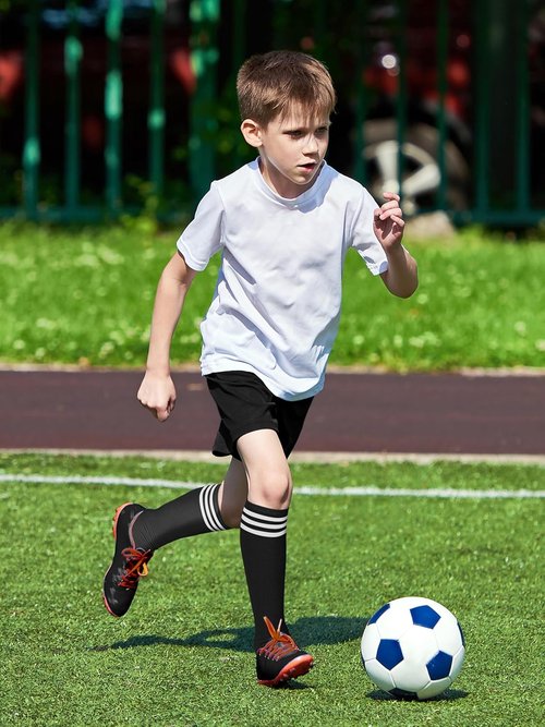 Hryrbay Kids Soccer Socks - Knee High Design with Three Stripes for Boys & Girls