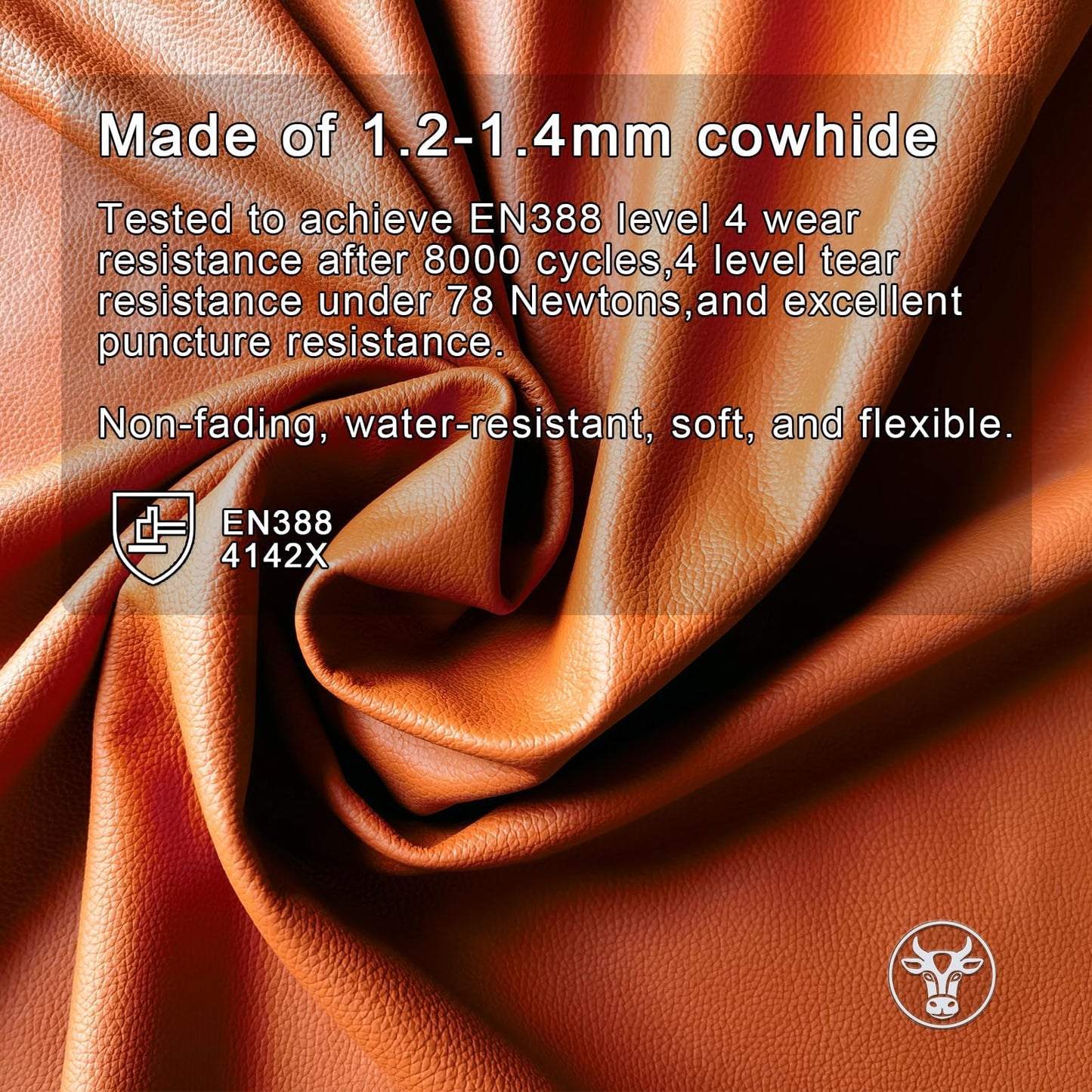 VZT 2 Pairs Leather Work Gloves for Men or Women, for Gardening, Construction, Wood Working. Heavy Duty, Driver, Motorcycle, Cowhide, Thick, Soft & flexible, Water Resistant, (Brown & Gray, Large)