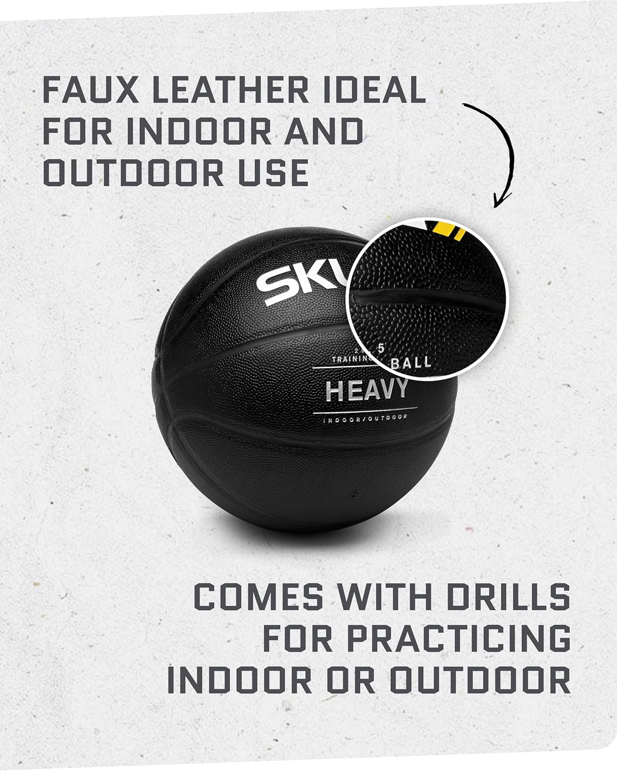 SKLZ Weighted Training Basketball - 29.5" | 3-lb Heavy Ball for Enhanced Dribbling - Durable Faux Leather