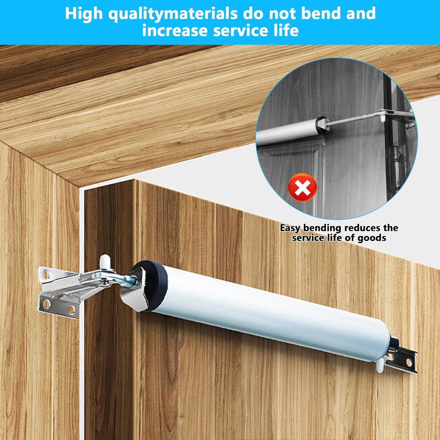 Pneumatic Screen and Storm Door Closer Kit, Heavy Screen Door Closers Closure forScreen Doors and Storm Doors Hardware Replacement, with Bracket & Parts(White)