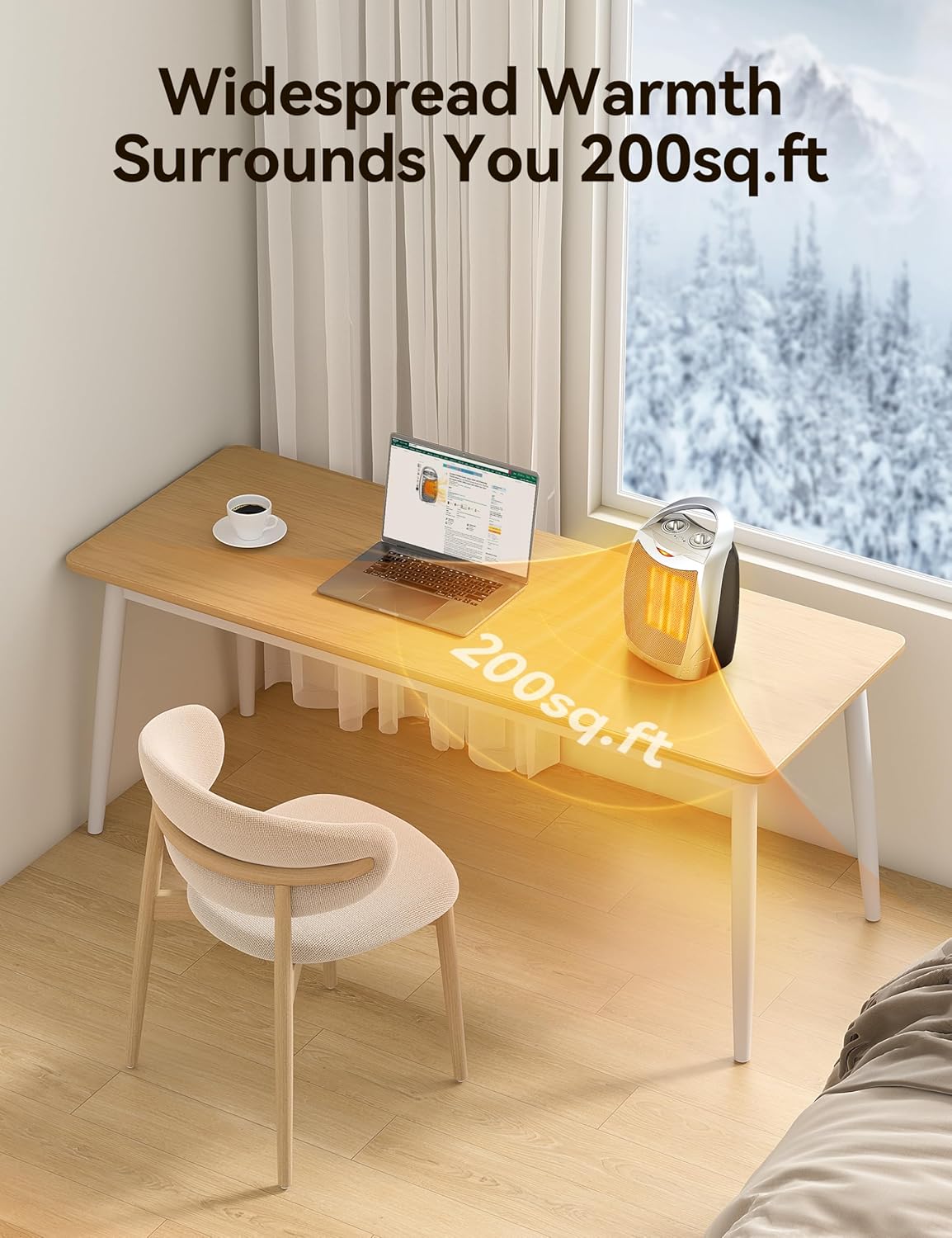 1500W Electric Space Heater with Remote - Portable PTC Ceramic Heater for Home & Office