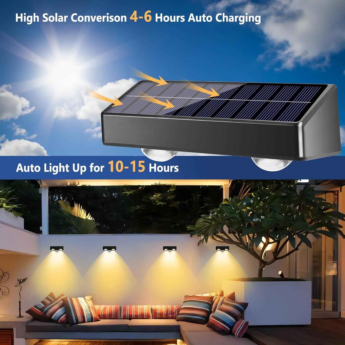 Brizled 12-Pack Solar Fence Lights – RGB & White Color-Changing Outdoor Wall Lights, IP65 Waterproof for Decks & Stairs