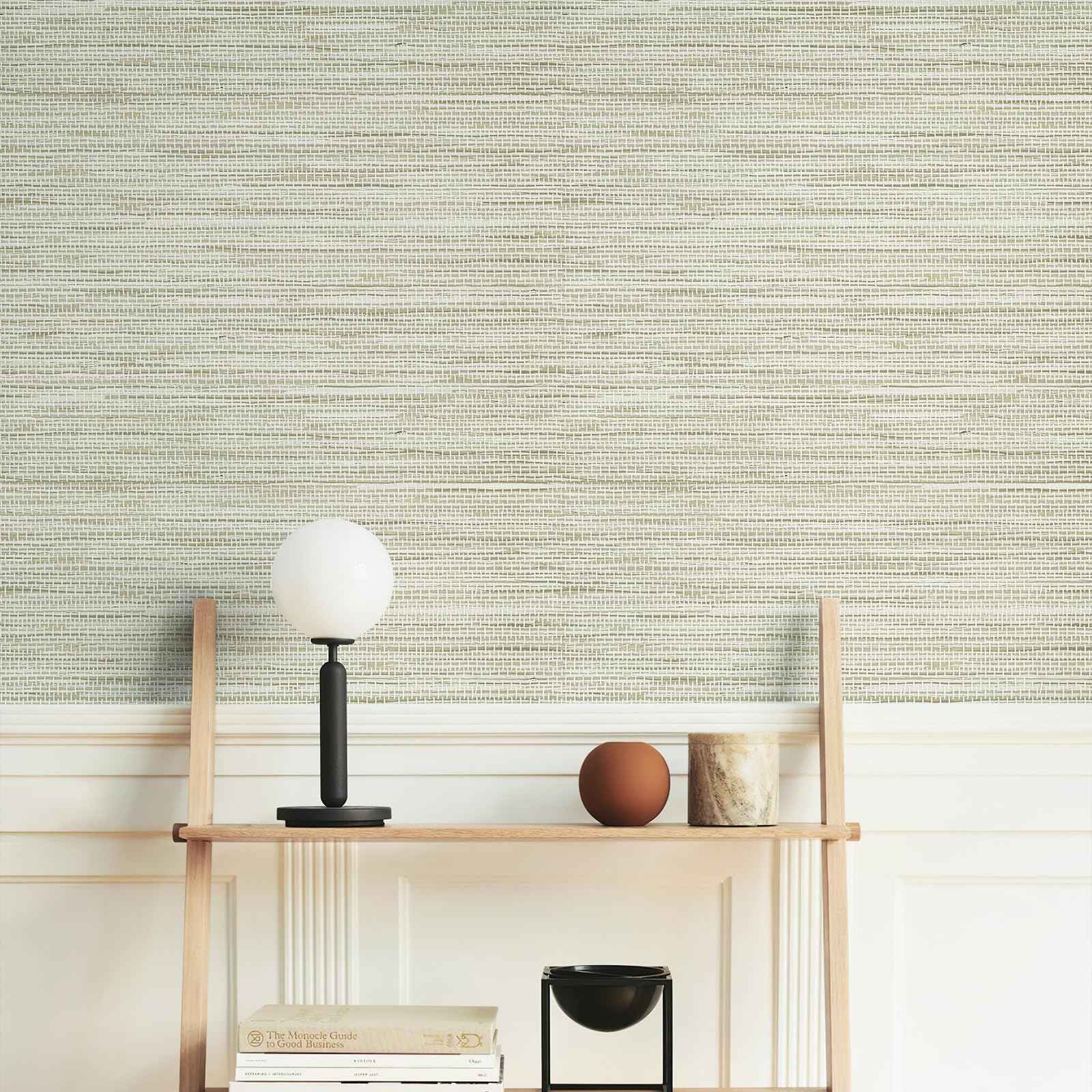 HueBurst Grasscloth Peel and Stick Wallpaper 17.3" x 197" Renter Friendly, Cream Textured Grassweave Wallpaper Self Adhesive Removable for Bathroom Bedroom